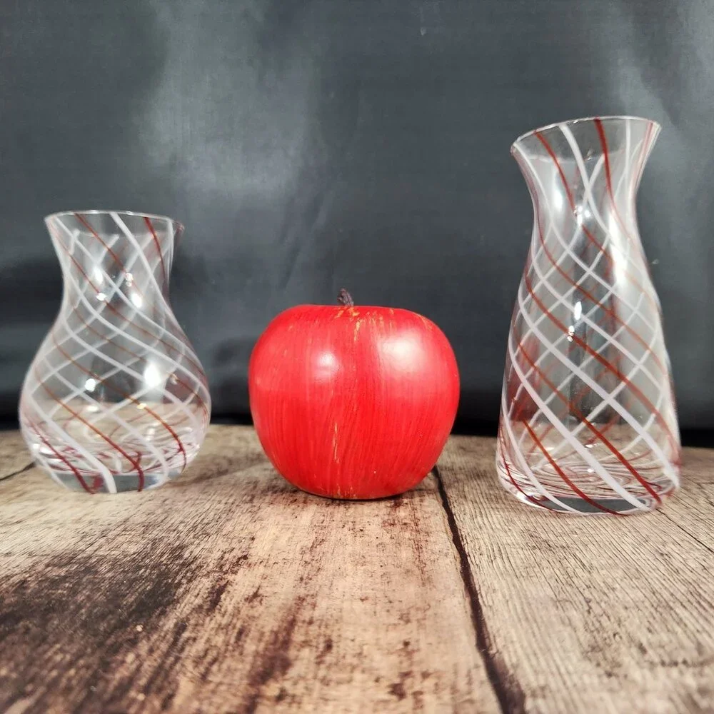 Set 3 Mini Vases Williams Sonoma Peppermint Candy Cane Stripe Rooting Glass MINT